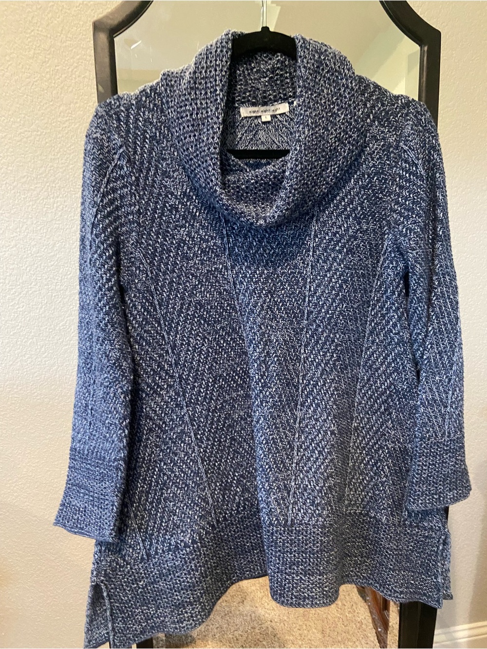 eight eight eight Blue Marled Cowl Neck Sweater